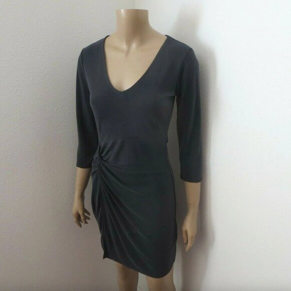 NWT Abercrombie Womens Knot Front T-Shirt Tee Dress Size XS S Gray 3/4 Sleeve - Picture 3 of 7